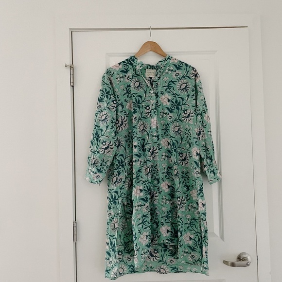 Dilli Grey Mint Winter Jasmine Girlfriend Night Shirt Dress Organic Cotton - Picture 3 of 10